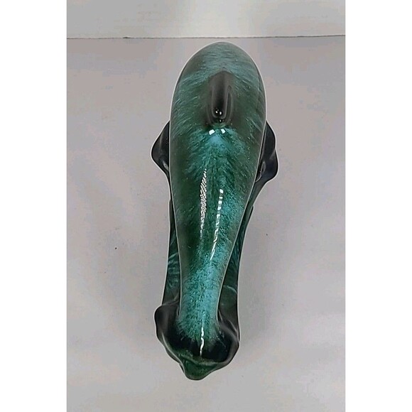Blue Mountain Pottery Dolphin Figurine Green Drip Glaze Canadian Vintage Decor - Picture 7 of 8